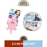 Ultrasonik Fil Peluş Oyuncak 32x19x9 cm & Afp Classic Comfort Kedi Tüneli Beyaz - 2'li Kedi Oyuncak Seti