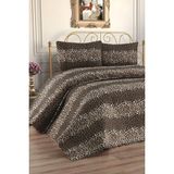Ultrasonik Kapitoneli Çakıl Çift Kişilik Yatak Örtüsü - Kahverengi - 235 x 250 cm