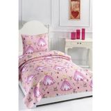 Ultrasonik Kapitoneli Tatlı Prenses Tek Kişilik Yatak Örtüsü - Çok Renkli - 160 x 230 cm
