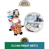 Ultrasonik Zürafa Peluş Oyuncak 23,5x17x8,5 cm & Afp Classic Comfort Kedi Tüneli Beyaz - 2'li Kedi Oyuncak Seti