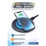 ULTRATEKNO 10W Kablosuz Hızlı Şarj Cihazı – Qi Destekli Wireless Charger – iPhone ve Android Uyumlu