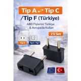 Ultratekno 2 Adet Tip C - Tip F Priz Çevirici 2’Li Set | Avrupa Fişlerini Türkiye’De Kullan | Seyahat Adaptörü
