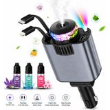 UltraTekno 5’i 1 Arada Oto Parfüm ve Araç Şarj Cihazı – 45W Hızlı Şarj, Makaralı Type-C + Lightning + Tavan LED Aydınlatma - Füme