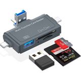 UltraTekno 7in1 Micro Usb, Type C, Apple Iphone 15, 14, 13, 12, 11 Pro,pro Max Uyumlu, Multi, Kart Okuyucu, Otg, Sd Tf USB Dönüştürücü - Gri