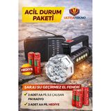 Ultratekno Acil Durum Deprem Paketi Şarjlı Güçlü Led El Feneri + Fm Radyo + 2 Adet Aa Pil Deprem Çantası Seti