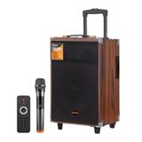 Ultratekno B-Q12 50 W Süper Bass Kumandalı Taşınabilir Kablosuz Mikrofonlu Ahşap Bluetooth Hoparlör