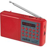 UltraTekno Bluetoothlu Deprem ve Acil Durum Radyosu 18650 Pilli Şarjlı Fm Radyo USB Tf Kart Destekli Type-C Şarjlı LED Fenerli Taşınabilir Radyo Y-096 - Kırmızı