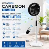 Ultratekno Carboon 10 İnç Hava Sirkülasyon Vantilatörü 80W Sessiz Çalışma Uzaktan Kumandalı Dokunmatik 9 Saat Zaman Ayarlı