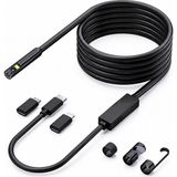 UltraTekno Çift Kameralı 1440P Endoskop Yılan Kamera IP68 8mm Sert Kablo Ios Android - 5 Metre