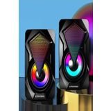 Ultratekno E-1046 Bilgisayar Hoparlörü Led Işıklı Rgb Laptop Pc Uyumlu 1+1 Speaker