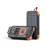 UltraTekno FC-20 Solar Powerbank 20000 mAh, 22.5W PD Hızlı Şarj, Kablosuz Şarj, El Kranklı Şarj, LED Fener, Pusula, Çoklu Kablolu Taşınabilir Güç Bankası
