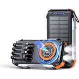 UltraTekno Fc-30 30000 Mah Solar Powerbank 22.5W Pd Hızlı Şarj 15W Wireless Kablosuz Şarj LED Fenerli Güç Bankası - Siyah - Açık Gri