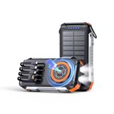 UltraTekno FC-30 Solar Powerbank 30000 mAh, PD 22.5W Hızlı Şarj, 15W Kablosuz Şarj, Güneş Panelli, Dahili Kablolu, Çift LED Fenerli, Type-C USB-A Taşınabilir Şarj Cihazı