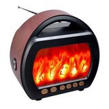 Ultratekno Fp-535 El Fenerli Büyük Boy Nostaljik Radyo Fm Ahşap Şömine Görünümlü Bluetooth Hoparlör