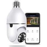 Ultratekno Gece Görüşlü 360 Derece LED Işık 1080P Wifi Kamera Kablosuz Panoramik Ev Güvenlik Balıkgözü Ampul Lamba Ip Kamera - Beyaz