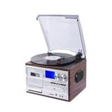 Ultratekno Hepsi Bir Arada elektrikli Vintage Plak Çalar CD Çalar Kaset USB Bluetooth Tf Aux Kumandalı Pikap, Gri