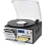 Ultratekno Hepsi Bir Arada Elektrikli Vintage Plak Çalar CD Çalar Kaset USB Bluetooth Tf Aux Özellikli Kumandalı Pikap - Gümüş