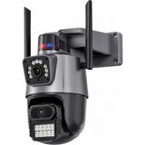 UltraTekno Ic-D9 8mp Çift Lens Ptz Wifi Ip Güvenlik Kamerası Icsee Insan Takipli Renkli Gece Görüşlü Sesli Alarmlı - Gri