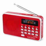 Ultratekno L-938 Şarjlı Taşınabilir FM Radyo | Dijital Ekranlı | USB/TF/SD/AUX Destekli | BL-5C Bataryalı Cep Radyosu (Kırmızı)