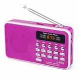 Ultratekno L-938 Şarjlı Taşınabilir FM Radyo | Dijital Ekranlı | USB/TF/SD/AUX Destekli | BL-5C Bataryalı Cep Radyosu (Macenta)