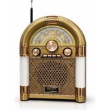 UltraTekno M-68BT Nostaljik Bluetooth Radyo – Retro Jukebox Tasarım, Fm/am/sw 3 Band, USB & Tf Kart Girişli, Şarjlı Taşınabilir Işıklı Müzik Kutusu - Altın