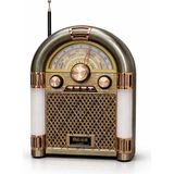UltraTekno M-68BT Nostaljik Bluetooth Radyo – Retro Jukebox Tasarım, Fm/am/sw 3 Band, USB & Tf Kart Girişli, Şarjlı Taşınabilir Işıklı Müzik Kutusu - Gümüş