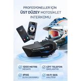 Ultratekno Maxto X2 Profesyonel Motosiklet İntercom Bluetooth 5.0 – 1200M Çift Yönlü Konuşma - Ipx6 Su Geçirmez