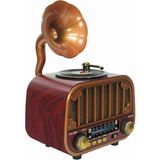 ULTRATEKNO MD-1318BT 3 Bant Radyo ve Bluetooth Hoparlör Koyu Ahşap Renk ile 22x10,5x14,5 cm Boyutlarında