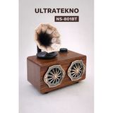 Ultratekno Ns-801Bt Gerçek Ahşap Gramofon Görünümlü Bluetooth Hoparlör & Nostaljik Radyo