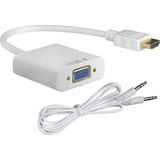 Ulu Bilgisayar HDMI To VGA Dönüştürücü Çevirici Sesli Kablo - Beyaz