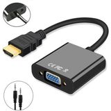 Ulu Bilgisayar HDMI To VGA Dönüştürücü Çevirici Sesli Kablo - Siyah