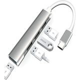 Ulu Bilgisayar Type-C To USB Hub 4 Port Çoklayıcı Macbook ile Uyumlu Çoğaltıcı Type C To USB Converter Hub-Yüksek Hızlı Veri Aktarımı USB 3.0 - Gri