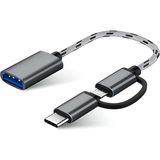 Ulu Bilgisayar USB 3.0 Otg To Type-C Micro USB Data Şarj Çevirici Dönüştürücü Adaptör - Gri