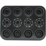 Ulu Pazarlama 12 Gözlü Metal - Siyah Şekilli Muffin - Kek Kalıp (5570) - (ClearEyelets)Black-RadiantOrchid