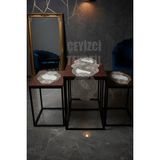 Ulu Pazarlama Salon Takımı, Yatak Odası 3 Parça Sehpa Örtüsü, Masa Örtüsü 3 Parça Oda Takımı - Krem Kadife
