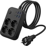 Ulu Pazarlama Termal Korumalı Uzatma Kablosu 4 Priz USB ve Type C Çoklu Şarj Istasyonu - Ahşap - Belirtilmemiş