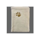 ULUBEN Kedi Köpek Battaniyesi Ekru Beyaz - Altın Sarı Pati Nakışlı - Wellsoft Premium Fluffy Kumaş