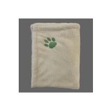 ULUBEN Kedi Köpek Battaniyesi Ekru Beyaz - Mint Yeşil Pati Nakışlı - Wellsoft Premium Fluffy Kumaş