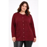 uludağ triko Kadın Anne Triko Hırka Kabartma Şal Desen BGL-ST05303 - Bordo - 2XL