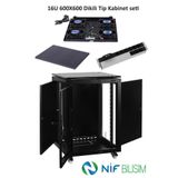 Ulusal 16U 600X600 Dikili Tip Kabinet seti Tekerlek Takımı 4lü Fan 9lu Priz Sabit Raf Dahil Set