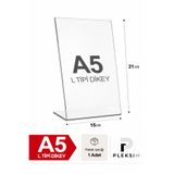 ulusoypleksi 1 Adet A5 L Tipi Dikey 21X15 Cm Şeffaf Pleksi Föylük Resimlik Stand Üstü Sergileme Etiketlik Fiyatlik Premium Ürün