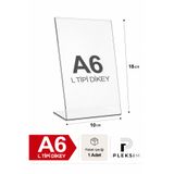 ulusoypleksi 1 Adet A6 L Tipi Dikey 10,5X15 Cm Şeffaf Pleksi Föylük Resimlik Stand Üstü Sergileme Etiketlik Fiyatlik Premium Ürün