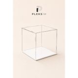 ulusoypleksi 20x20x20 cm Figür Sergileme Kutusu Şeffaf Pleksi Akrilik Koleksiyon Display Box Beyaz Taban