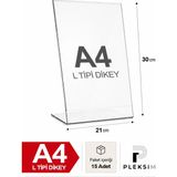 Ulusoypleksi A4 L Tipi Dikey 21X30 cm Şeffaf Pleksi Föylük Resimlik Stand Üstü Sergileme Etiketlik Fiyatlik 15 Adet
