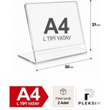 Ulusoypleksi A4 L Tipi Yatay 21X30 cm Şeffaf Pleksi Föylük Resimlik Stand Üstü Sergileme Etiketlik Fiyatlik 2 Adet