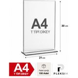Ulusoypleksi A4 T Tipi Dikey 21X30 cm Şeffaf Pleksi Föylük Resimlik Stand Üstü Sergileme Etiketlik Fiyatlik 100 Adet