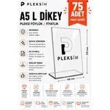 Ulusoypleksi A5 L Tipi Dikey 21X15 cm Şeffaf Masaüstü Pleksi Föylük Resimlik Stand Üstü Sergileme Etiketlik Fiyatlik 75 Adet