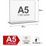 Ulusoypleksi A5 T Tipi Yatay 21X15 cm Şeffaf Pleksi Föylük Resimlik Stand Üstü Sergileme Etiketlik Fiyatlik 4 Adet