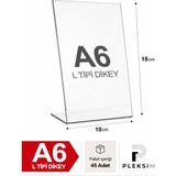 Ulusoypleksi A6 L Tipi Dikey 10,5X15 cm Şeffaf Pleksi Föylük Resimlik Stand Üstü Sergileme Etiketlik Fiyatlik 45 Adet