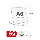 Ulusoypleksi A6 L Tipi Yatay 10,5X15 cm Şeffaf Pleksi Föylük Resimlik Stand Üstü Sergileme Etiketlik Fiyatlik 10 Adet
